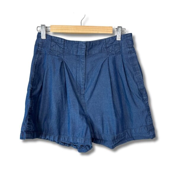 Theory Women's Shorts High Rise Chambray Lightweight Blue Size 8 - Picture 1 of 4